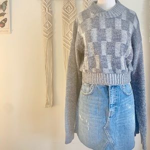 Wayne Scott Checkerboard Cropped Sweater